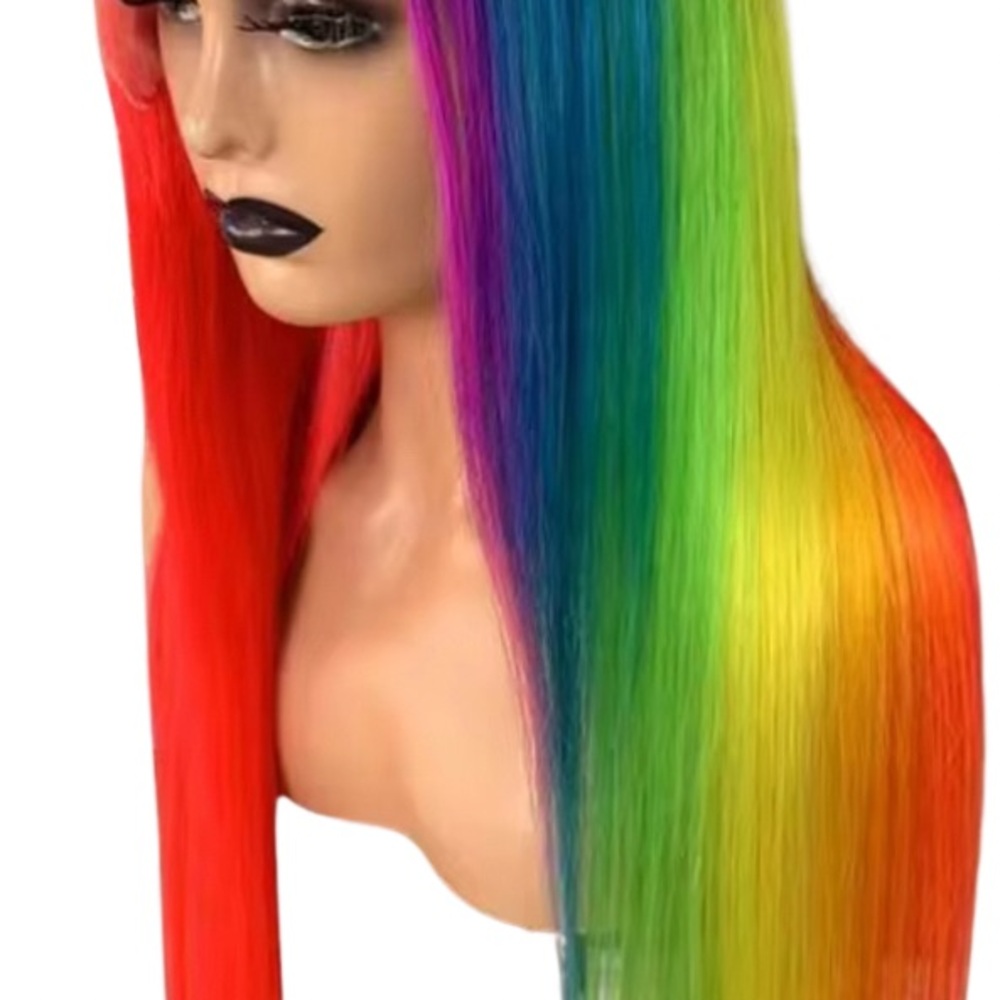 Vibrant Rainbow Hair Wig Rave Baby